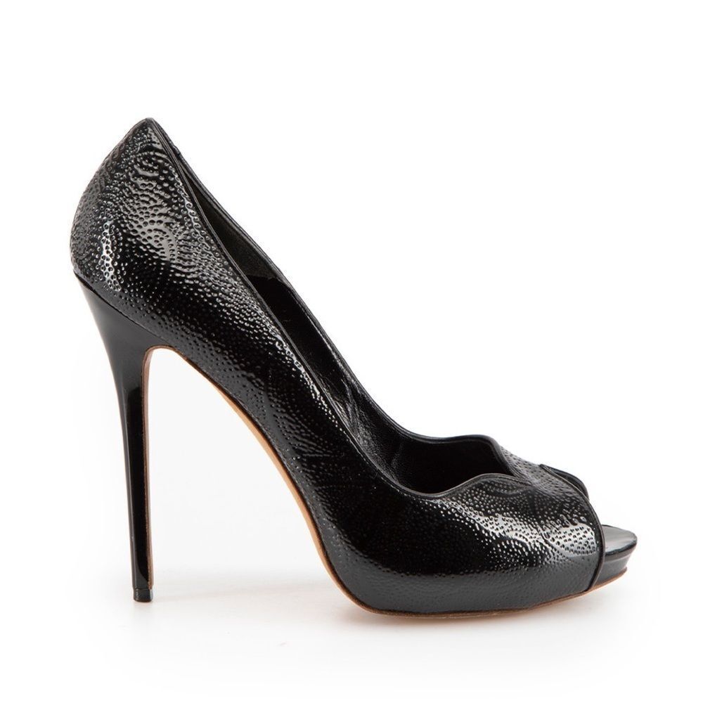 Alexander McQueen Leather Designer Stiletto Heels Womens 8 Black Paisley Luxury - Picture 4 of 16